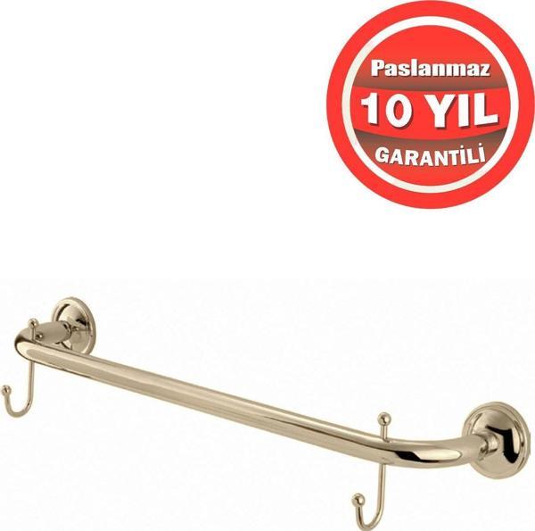 Çelik Banyo Paslanmaz Pirinç Bella Kancalı 60 Cm Uzun Havluluk Altın Gold - Image 1