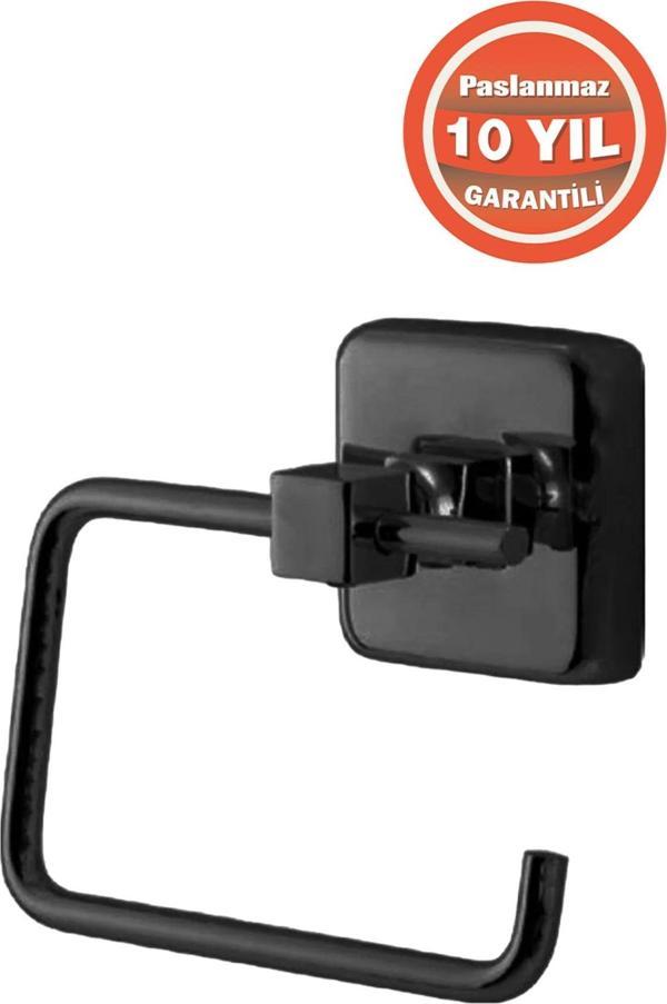 Çelik Banyo Paslanmaz Pirinç Mat Siyah Kumru Açık Tuvalet Kağıtlığı - Image 1