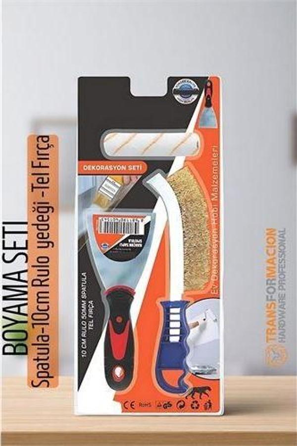 Boyama Seti - Spatula-10cm Rulo  yedeği -Tel Fırça - Image 1