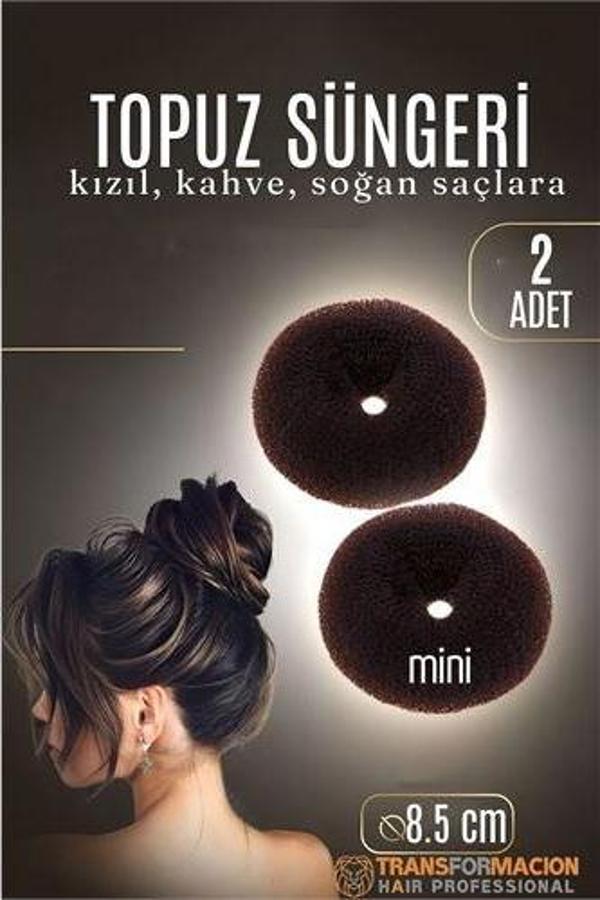 KAHVE Mini Saç Topuz Süngeri  2 ADET 8.5 CM Çap 3.5 cm Kalınlık - Image 1