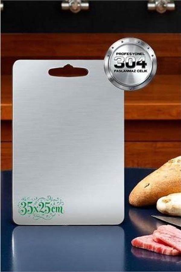 Kesim Tahtası - Profesyonel 304 Paslanmaz Çelik Doğrama Tahtası 35x25 CM - Image 1