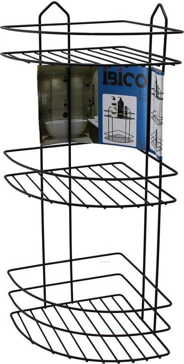 SİYAH  3 KATLI - ÜÇGEN METAL BANYO KÖŞELİK - DUŞKABİN RAF (2818) - Image 1