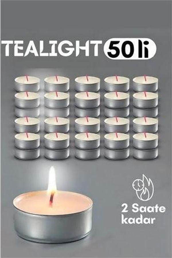 Tealight Mum 50 Adet - Kokusuz Dekoratif Mum - Image 1