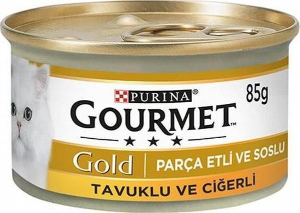 Gourmet Gold Parça Etli Soslu Tavuklu Ciğerli Yetişkin Kedi Konservesi 85 Gr - Image 1
