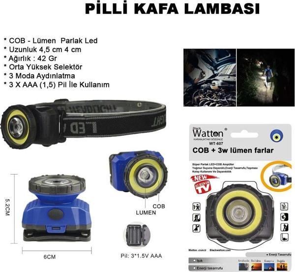 GÜÇLÜ PİLLİ KAFA LAMBASI WATTON WT-607 - Image 1