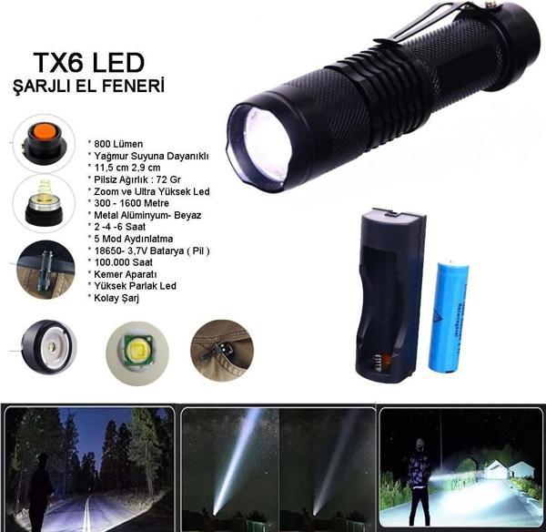 Orjinal 800 Lümen T6 Şarjlı EL Feneri Watton Wt-086 - Image 1