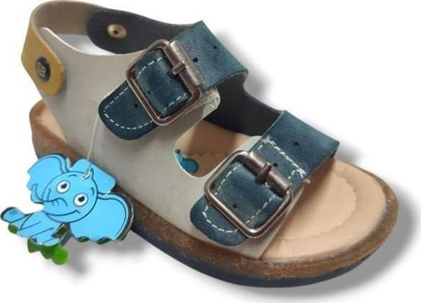 Şirinbebe 1725-20 2 Kemer Tokalı Erkek Sandalet Gri Sarı 21-25 - Image 1