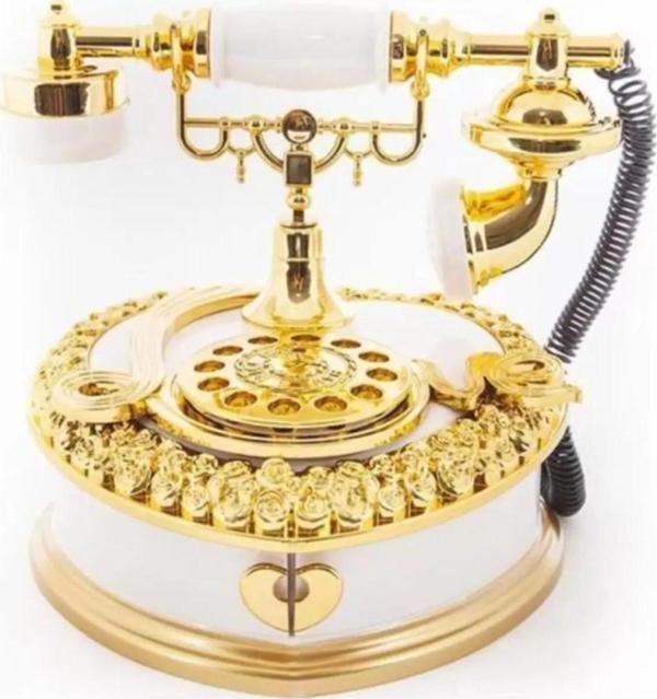 Müzikli Nostaljik Telefon - 2 Bölmeli Takı Kutusu Mücevher Kutusu - Image 1