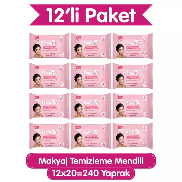 3'ü 1 Arada Makyaj Temizleme Mendili 12x20 (240 Yaprak) - Image 1