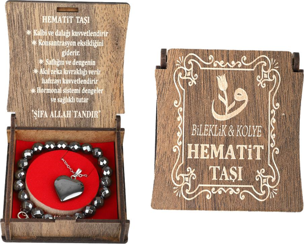 Beslenme Dedektifi Kutulu Kolye Bileklik Seti Hematit - Image 1