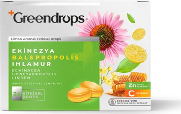 Greenlabel Greendrops Ekinezya & Bal & Propolis & Ihlamur 24 Bitkisel Drops - Image 1
