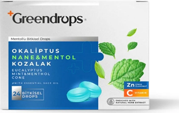 Greenlabel Greendrops Okaliptus & Nane & Mentol & Kozalak 24 Bitkisel Drops - Image 1