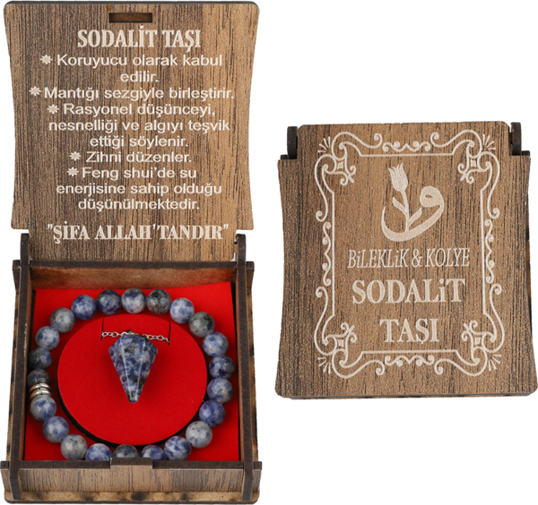 Beslenme Dedektifi Kutulu Kolye Bileklik Seti Sodalit Taşı - Image 1