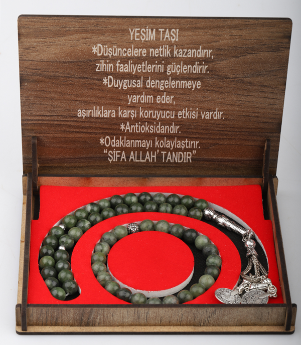 Beslenme Dedektifi Kutulu 33 Lü Tesbih Bileklik Seti Yeşim Taşı - Image 1