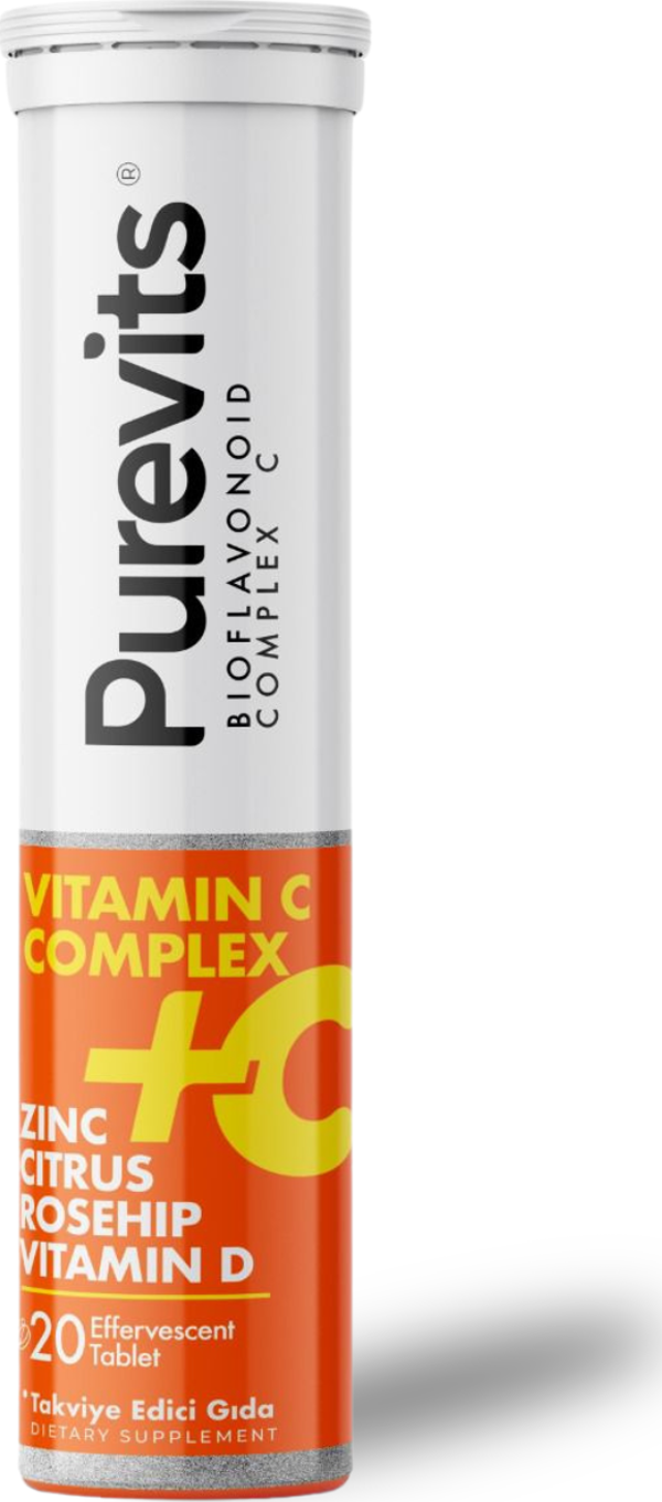 Purevits Vitamin C Zn Citrus Rosehip Efervesan 20 Ad. - Image 1
