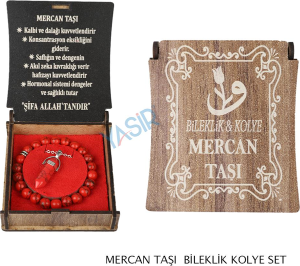 Beslenme Dedektifi Kutulu Kolye Bileklik Seti Mercan Taşı - Image 1