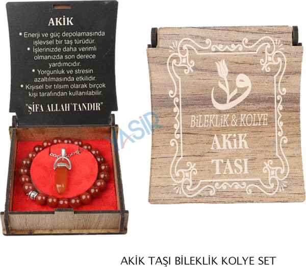 Beslenme Dedektifi Kutulu Kolye Bileklik Seti Akik Taşı - Image 1