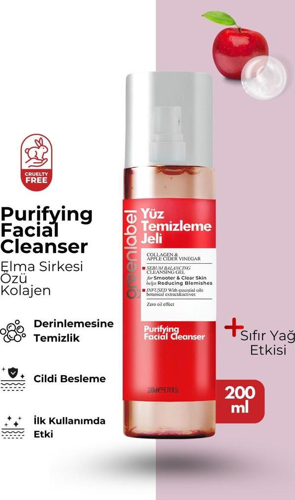 Greenlabel Purifying Facial Cleanser-Elma Sirkesi Kolajen Özlü Canlandırıcı Arındırıcı Yüz Temizleme Jeli 200Ml - Image 1