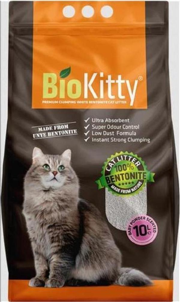 BioKitty Bebek Pudrası Kokulu 10 lt Bentonit Kedi Kumu - Image 1