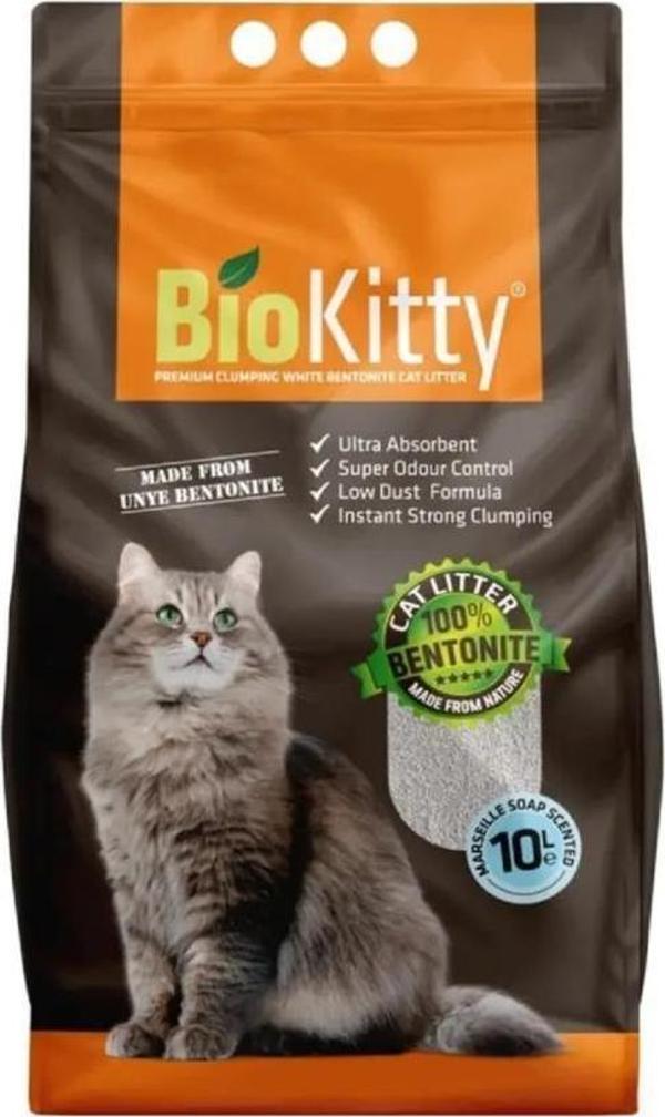 BioKitty Marsilya Sabunlu Tozsuz İnce Taneli Topaklanan Kedi Kumu 10 Lt - Image 1