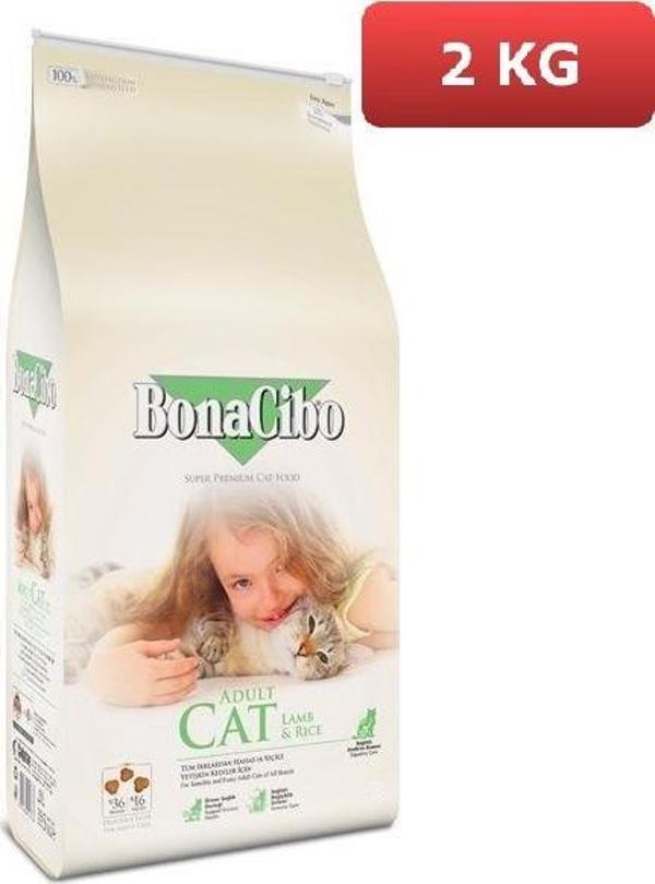 BonaCibo Adult Cat Lamb Rice Kuzulu Kedi Maması 2 kg - Image 1