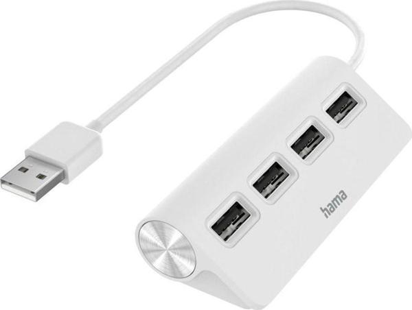 Hama Hm.200120 4 Ports Usb 2.0 480 Mbit/S Usb Hub Beyaz - Image 1