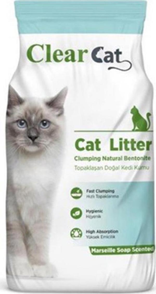 Clear Cat Topaklaşan Kedi Kumu Marsilya Sabun  İnce Taneli 10 Kg - Image 1