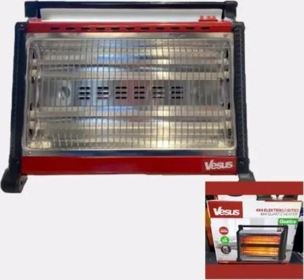 Vesus Quattro 4x4 Şömine Tipi Elektrikli Isıtıcı 1800W soba Quartz Isıtma - Image 1