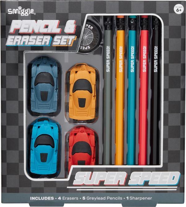 Smiggle - Super Yarış Kalem ve Silgi Seti - Image 1