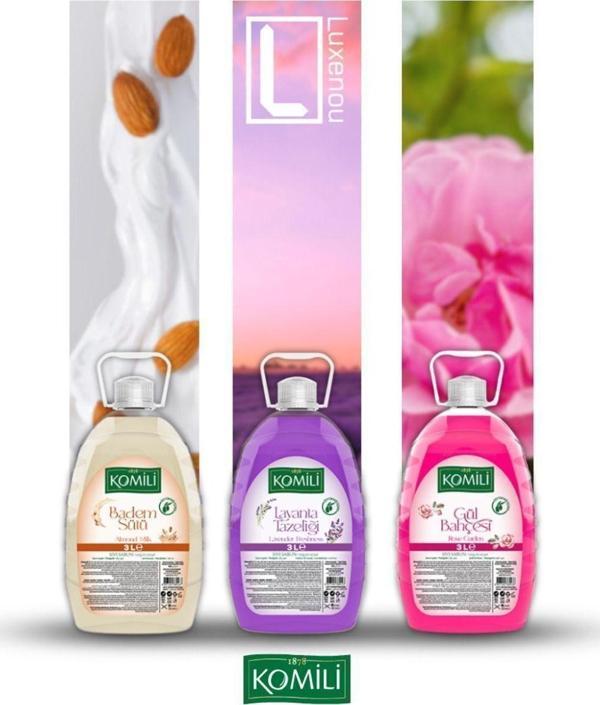 Komili Gül Lavanta Badem 3 Litre Sıvı Sabun Tanışma Paketi - Image 1