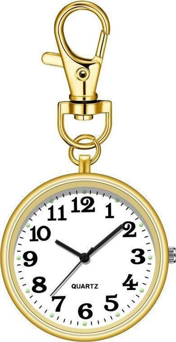 Valkyrie Anahtarlık Klipsli Analog Quartz Cep Saati Altın - Image 1