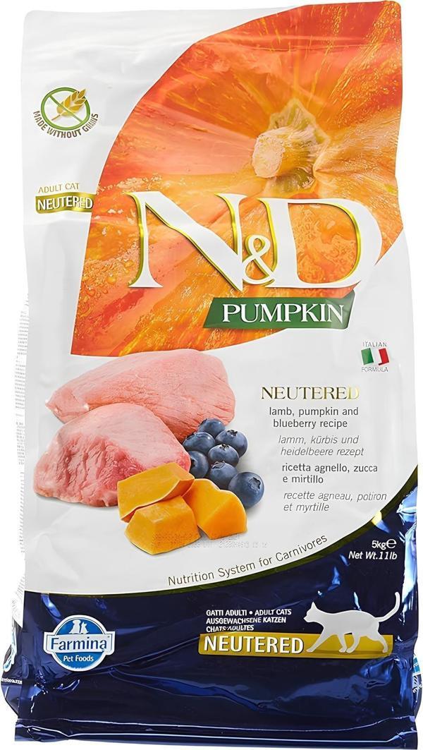 N&D Balkabaklı Kuzu Etli Yaban Mersinli Tahılsız Kısır Kedi Maması 1.5 kg - Image 1
