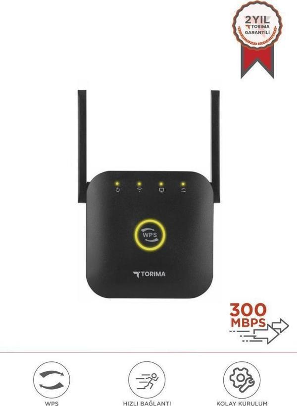 Torima WR-25 Siyah Wifi Sinyal Yakınlaştırıcı Güçlendirici Router 300Mbps - Image 1