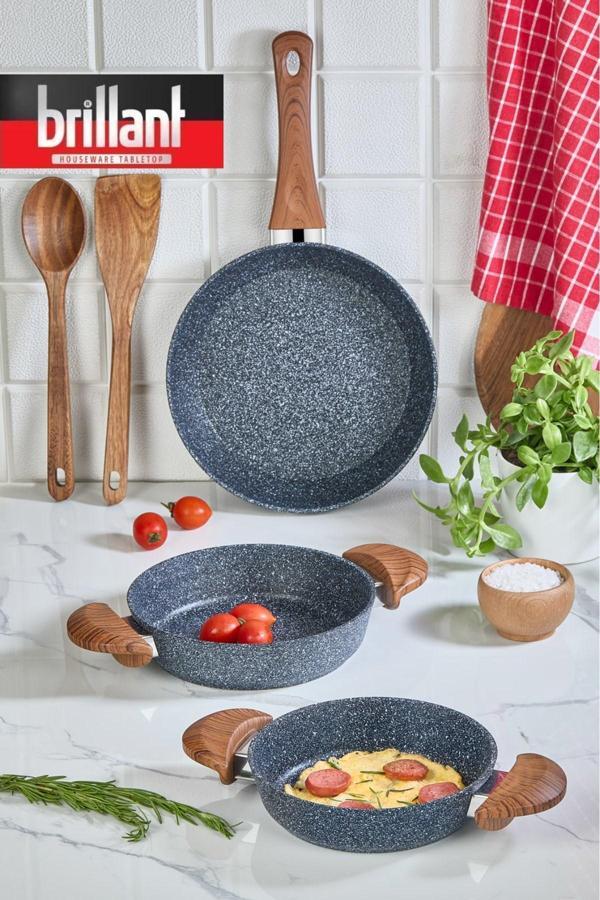 Alpha Bio Granit 3'lü Tava Sahan Seti – 18-20-24 cm - Image 1
