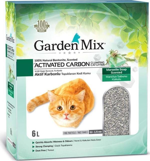 Garden Mix Aktif Karbonlu Marsilya Sabunlu İnce Taneli Kedi Kumu 6 Lt - Image 1