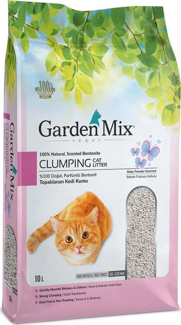 Garden Mix Bebek Pudralı Bentonit Kalın Taneli Kedi Kumu 10 Lt - Image 1