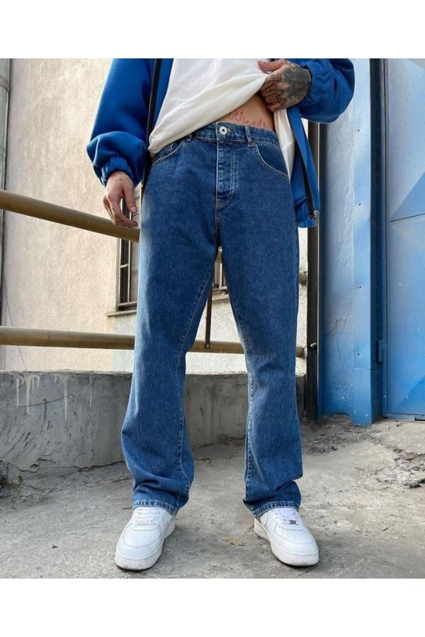 Erkek Baggy Butter Fly Jeans Kemer Arkası Lastikli Salaş Kot Pantolon - Image 1