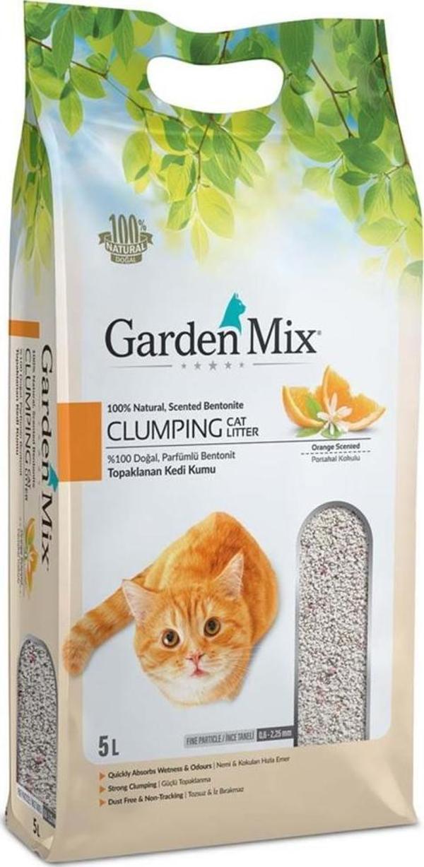 Garden Mix Portakal Kokulu Bentonit İnce Taneli Kedi Kumu 5 Lt - Image 1