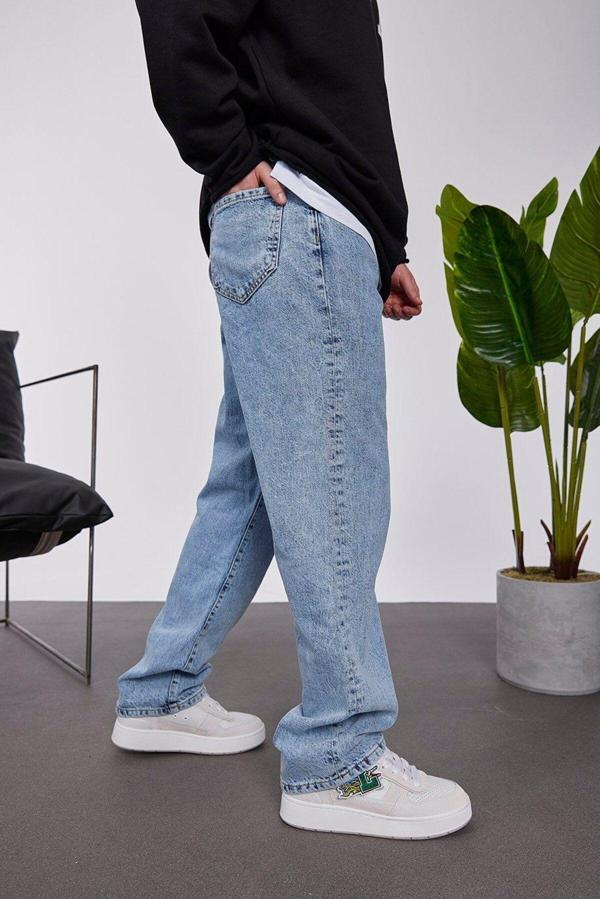 5174 Taşlamalı Açık Mavi Baggy Jean - Image 1