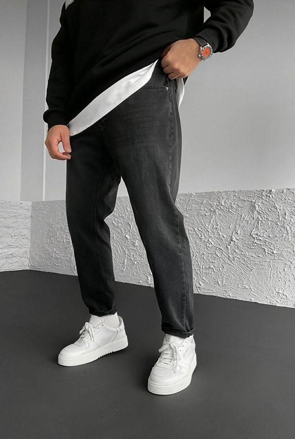 Boyfriend Siyah Taşlamalı Kot Pantolon - Image 1