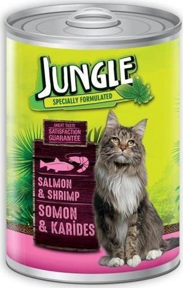 Jungle Somon Balıklı ve Karidesli Kedi Konserve 415 gr - Image 1