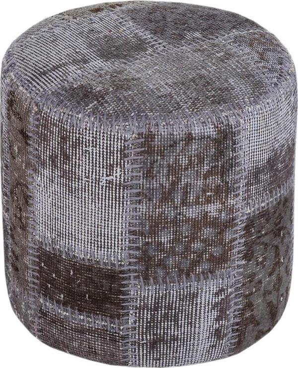 Grandhedef Halı Gerçek El Dokuma Gri Rengi Patchwork Puf - Image 1