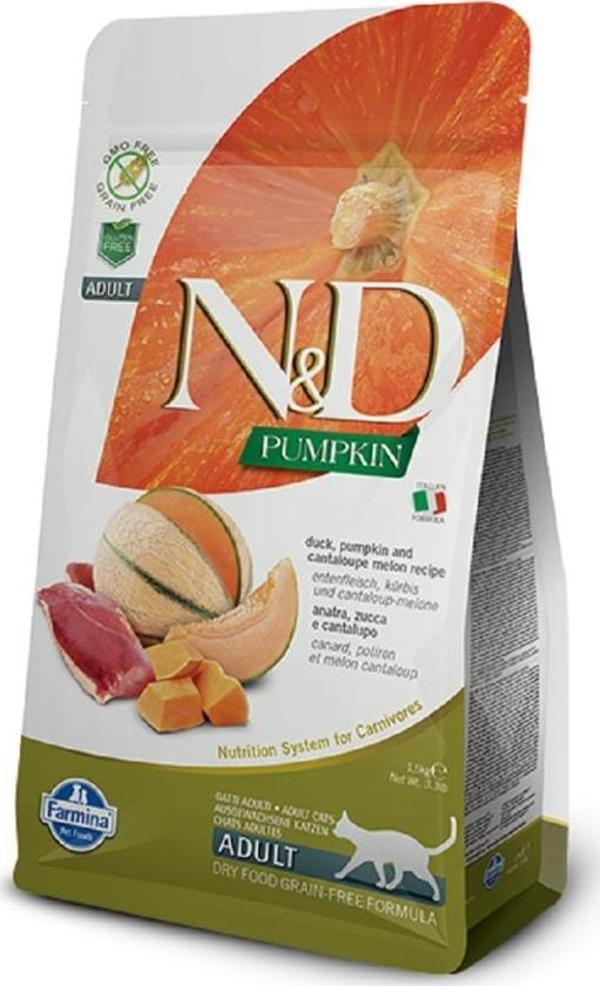N&D Tahılsız Balkabaklı Ördekli Kavunlu Kedi Maması 1.5 Kg - Image 1