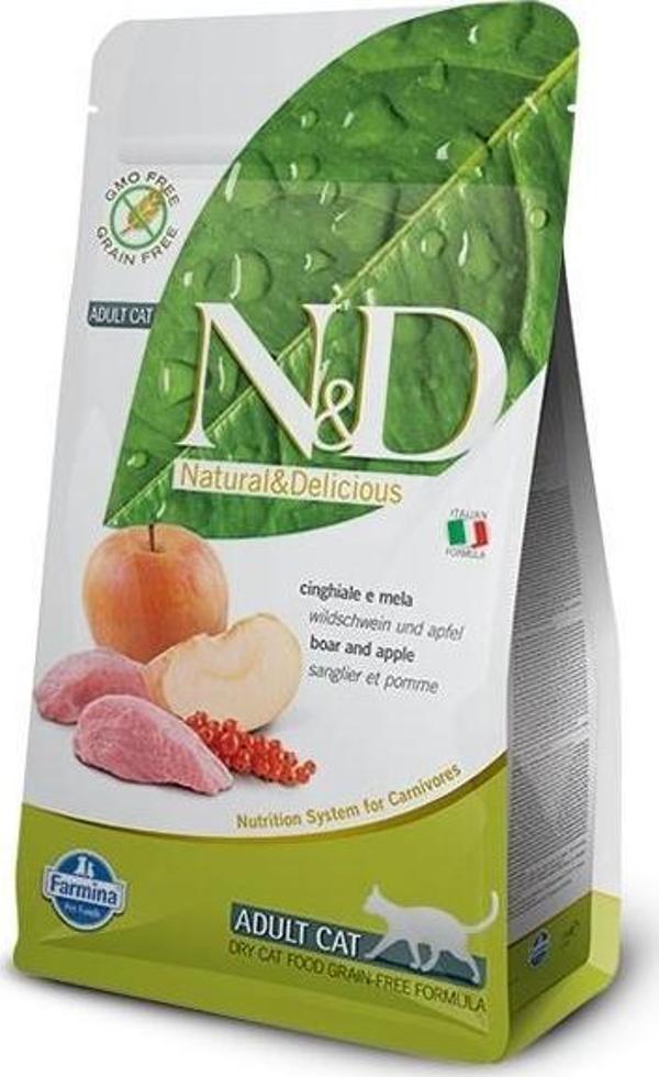 N&D Tahılsız Yaban Domuzu Etli Elmalı Kedi Maması 1.5 Kg - Image 1