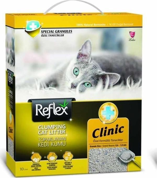 Reflex Klinik Özel Tanecik Formüllü Süper Hızlı Topaklanan Kedi Kumu 10lt SARI - Image 1