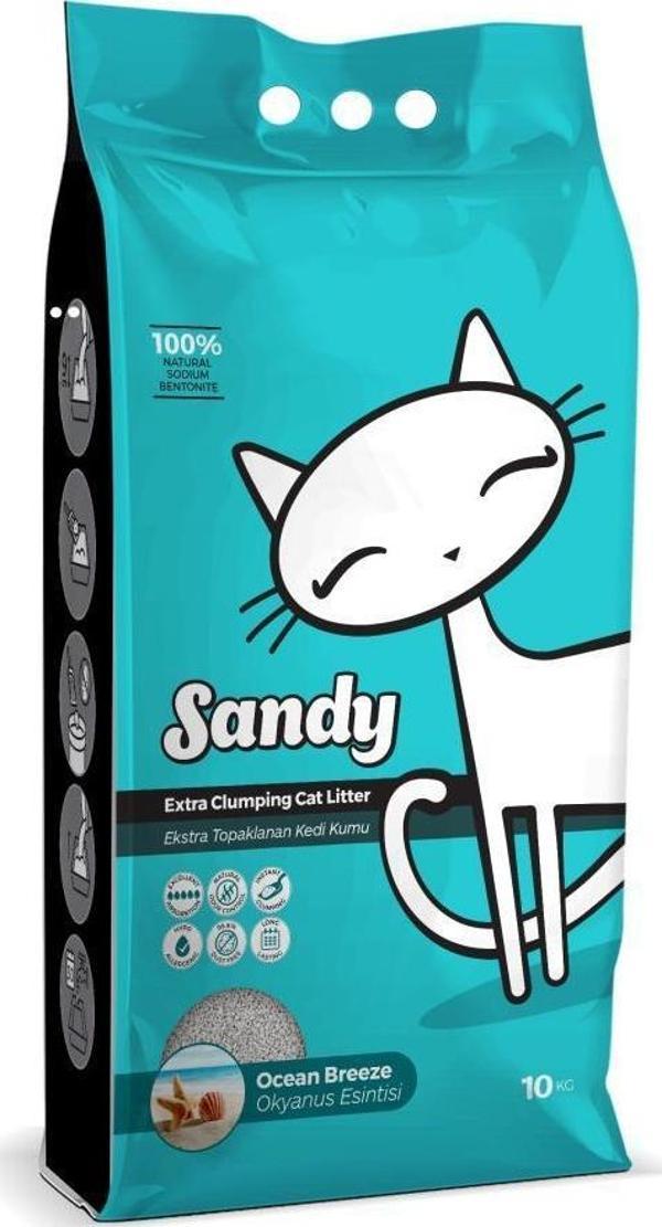 Sandy Ocean Okyanus Kokulu Tozsuz Topaklanan Sodyum Bentonit Gri Kedi Kumu 10kg - Image 1