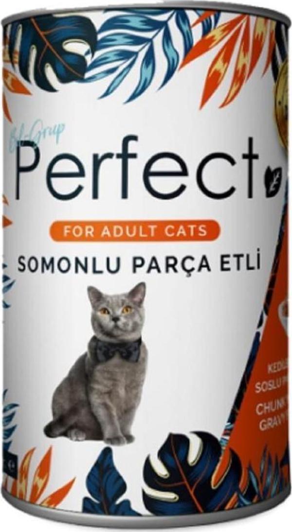 Perfect Somon Balık Eti Parçacıklı Yetişkin Kedi Konservesi 400 Gr - Image 1