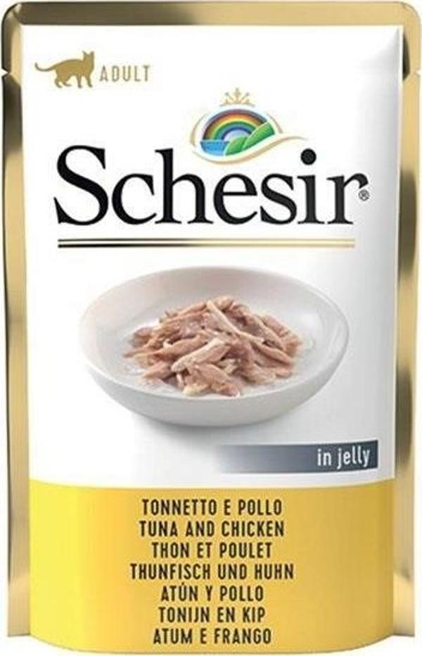 Schesir Jöle İçersinde Ton Balık ve Tavuklu Yetişkin Kedi Konservesi 85 Gr - Image 1