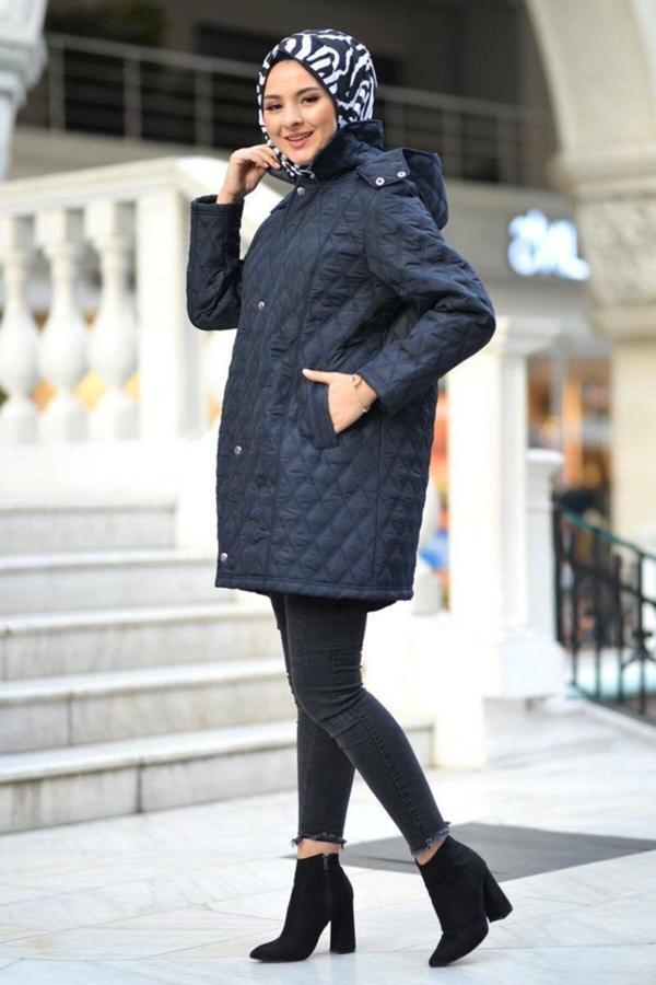 Kmk Kombin Büyük Beden Kapitone Mont Kaban - Image 1