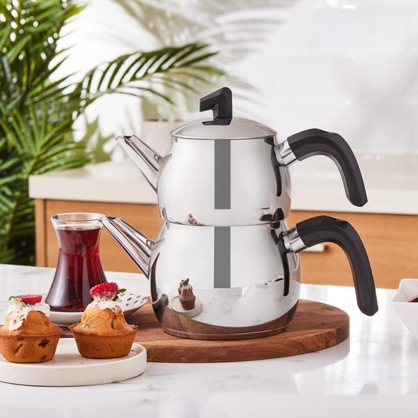 Karaca Belinay İndüksiyon Tabanlı Midi Siyah Çaydanlık Takımı - Image 1